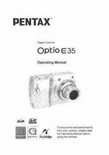 Pentax Optio E35 manual. Camera Instructions.